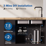 Frizzlife UDS99-S Undersink Water Filter System, 8 Stage Water Filtration with Direct Connection, 0.5 Micron, Reduces 99.99% Lead, Chlorine, Heavy Metals, Limestone and Limestone, Stainless Steel