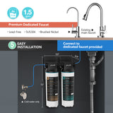 Frizzlife DW10F Untertisch-Wasserfiltersystem mit Wasserhahn aus gebürstetem Nickel, NSF/ANSI 53&42-zertifizierte Elemente