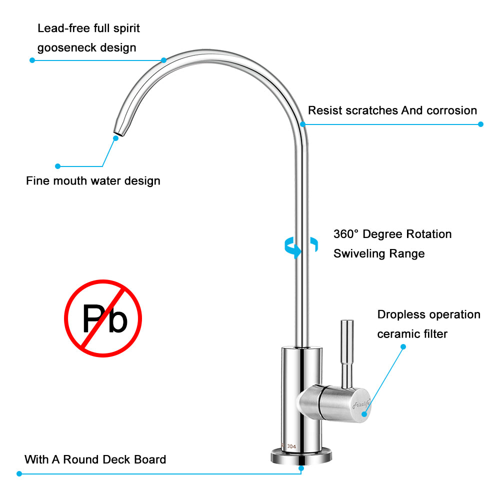 Frizzlife RO Water Filter Faucet Fits Most Reverse Osmosis, Drinking Water Filtration System